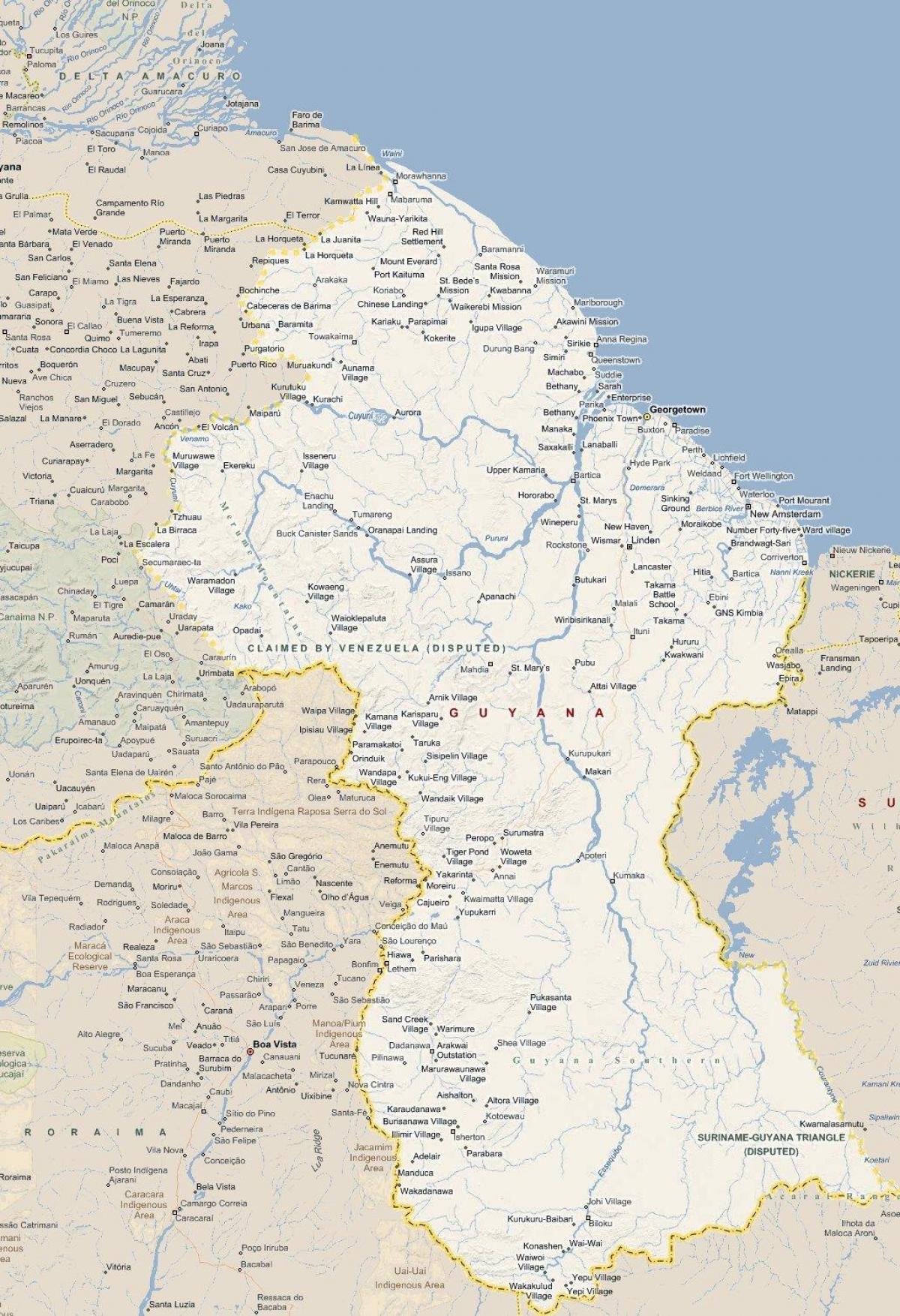mapa Guyany silnici