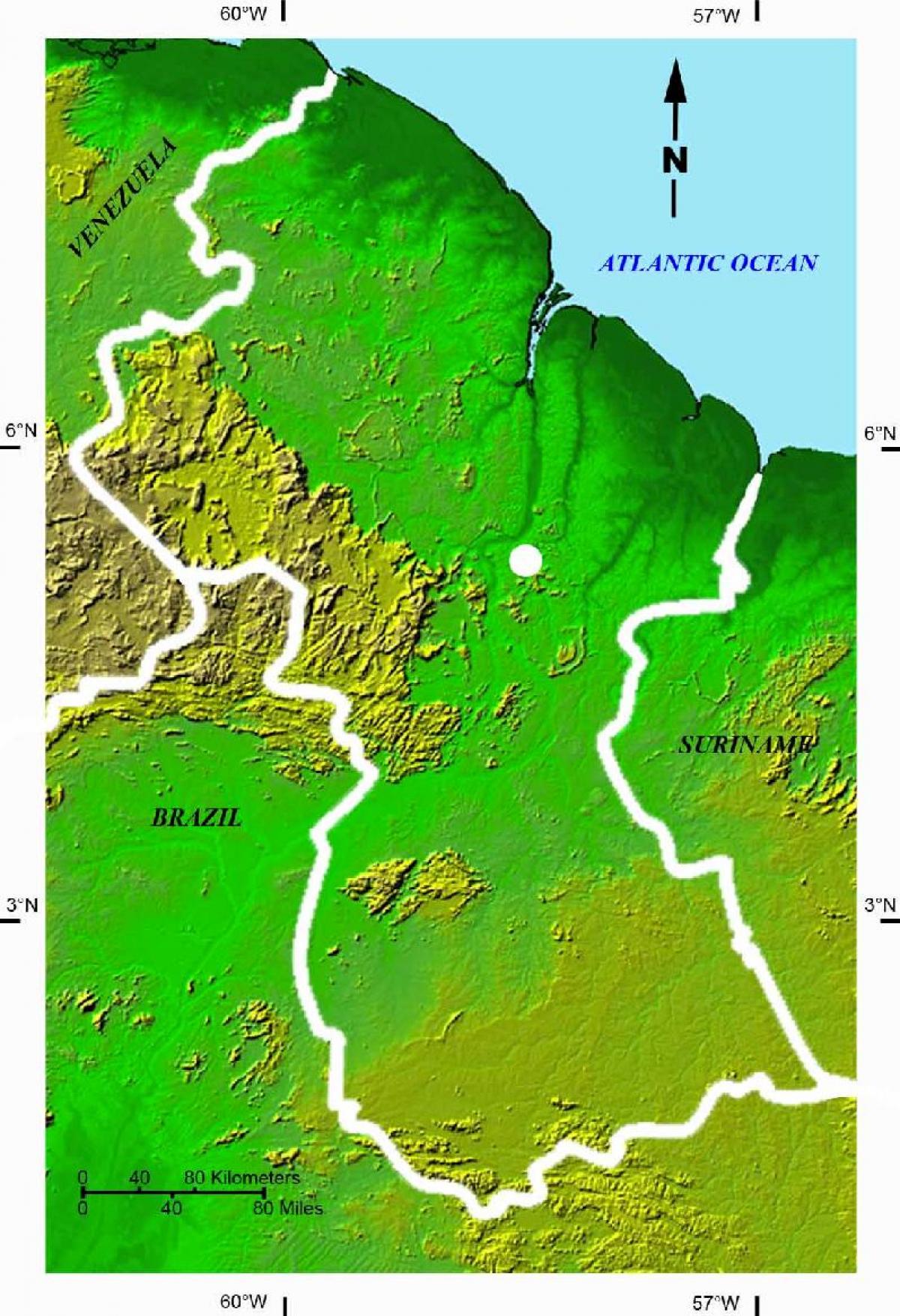 mapa satelitní mapa Guyana