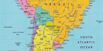 Mapa Guyany v jižní americe 