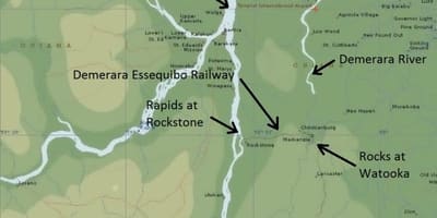 Mapa essequibo pobřeží Guyany
