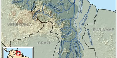 Guyana řeky mapě