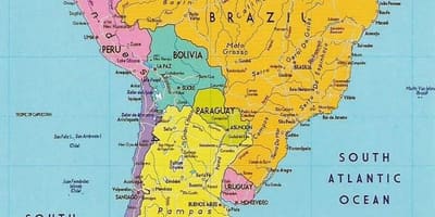 Mapa Guyany v jižní americe 