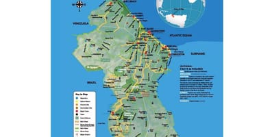 Mapa mapa ukazuje, jak amerindians přišel do Guyany