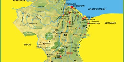 Mapa obrázek Guyana